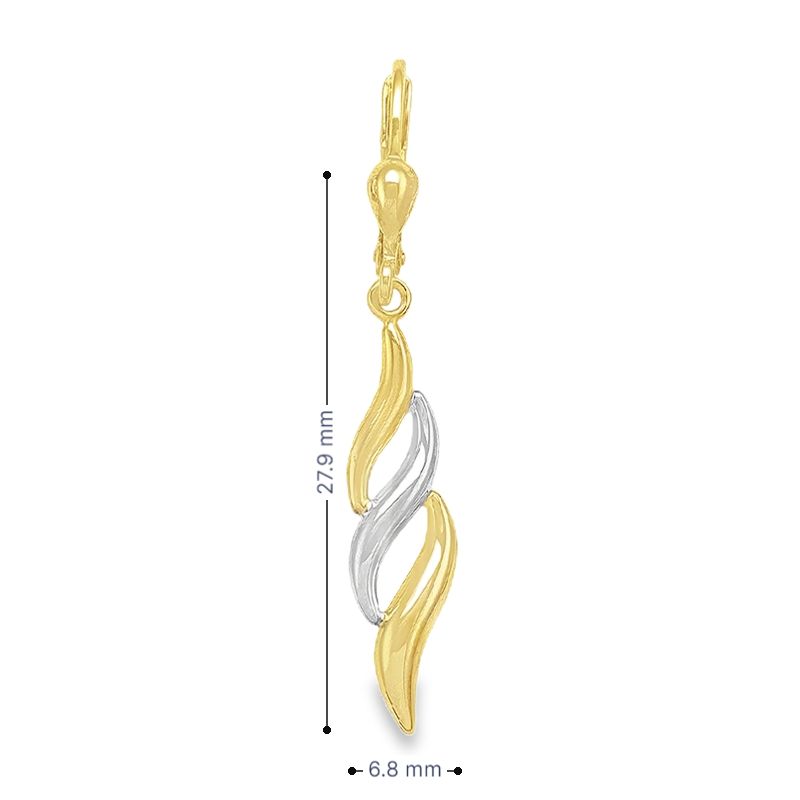 10K Two-Tone Gold Swirl Drop Earrings