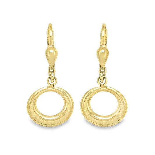 10K Yellow Gold Fancy Circle Drop Earrings