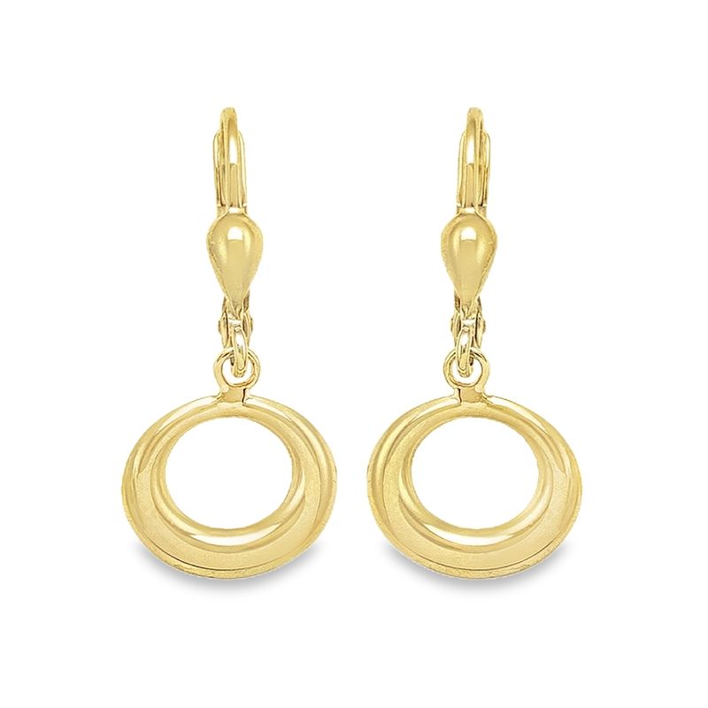 10K Yellow Gold Fancy Circle Drop Earrings