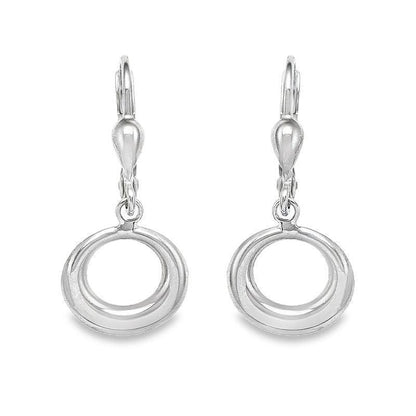 10K White Gold Fancy Circle Drop Earrings