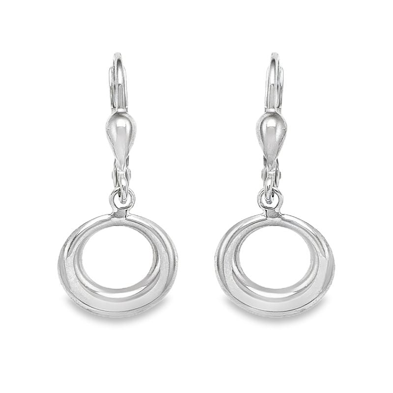 10K White Gold Fancy Circle Drop Earrings