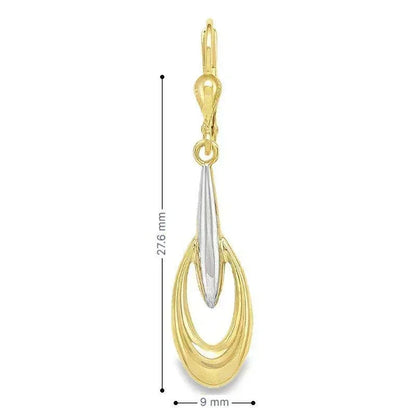 10K Yellow and White Gold Fancy Drop Earrings