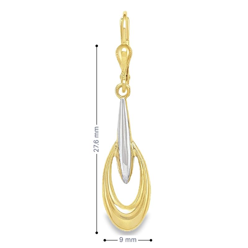 10K Yellow and White Gold Fancy Drop Earrings