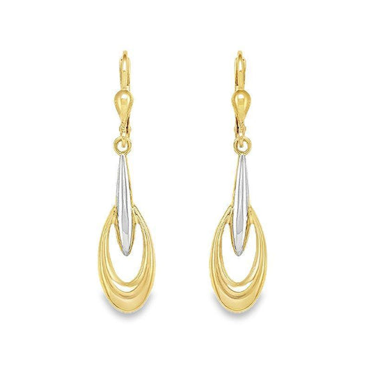 10K Yellow and White Gold Fancy Drop Earrings
