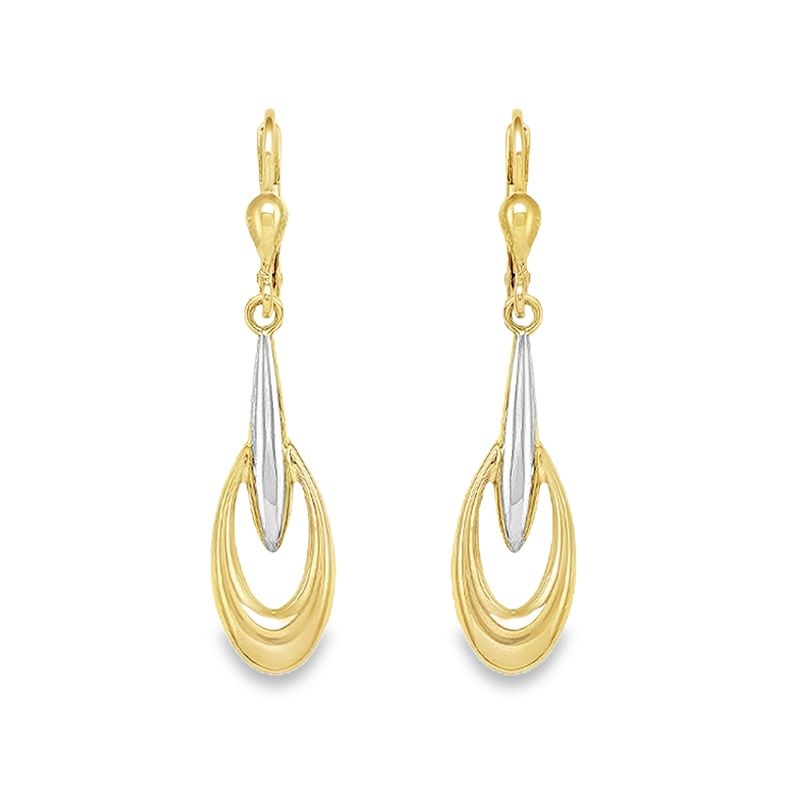 10K Yellow and White Gold Fancy Drop Earrings 