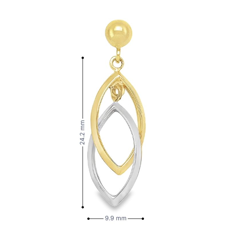 10K Two-Tone Gold Teardrop Earrings