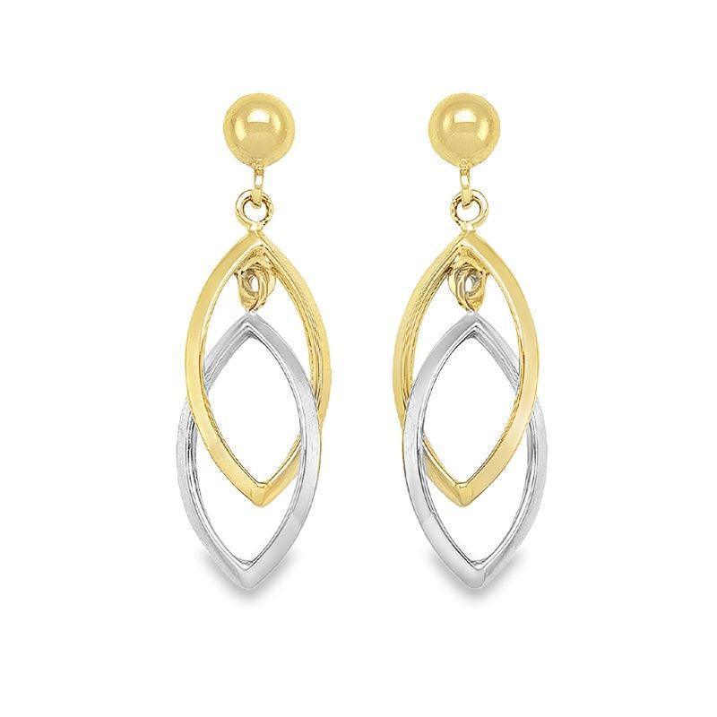 10K Two-Tone Gold Teardrop Earrings