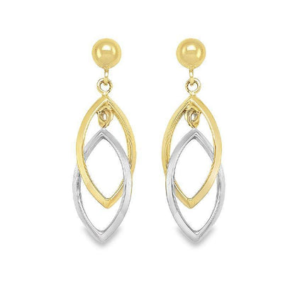 10K Two-Tone Gold Teardrop Earrings