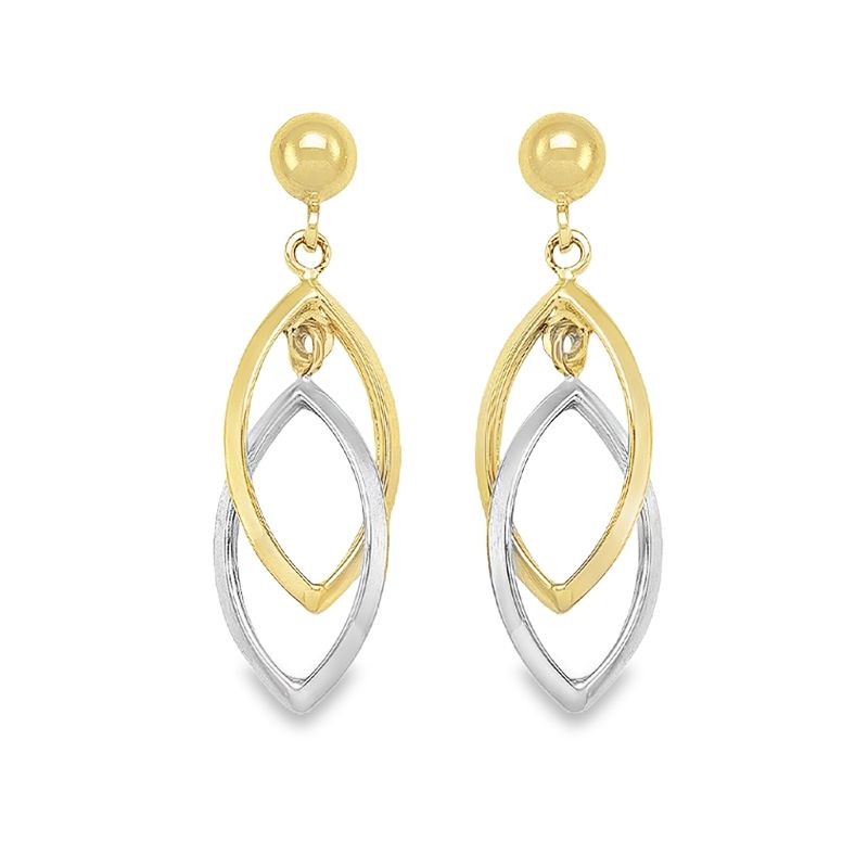 10K Two-Tone Gold Teardrop Earrings 