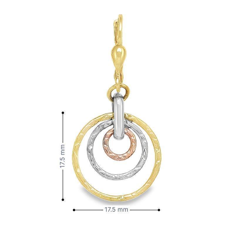 10K Tri-Colour Gold Fancy Circle Drop Earrings