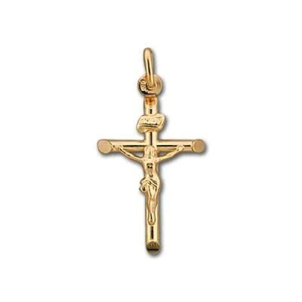 10k, 14k Yellow Gold Religious Italian Cross with Crucifix