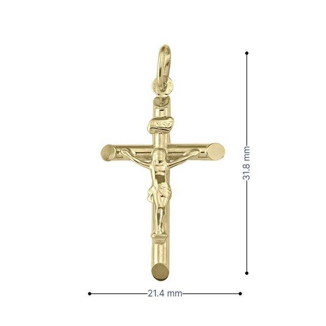 10k, 14k Yellow Gold Religious Italian Cross With Crucifix