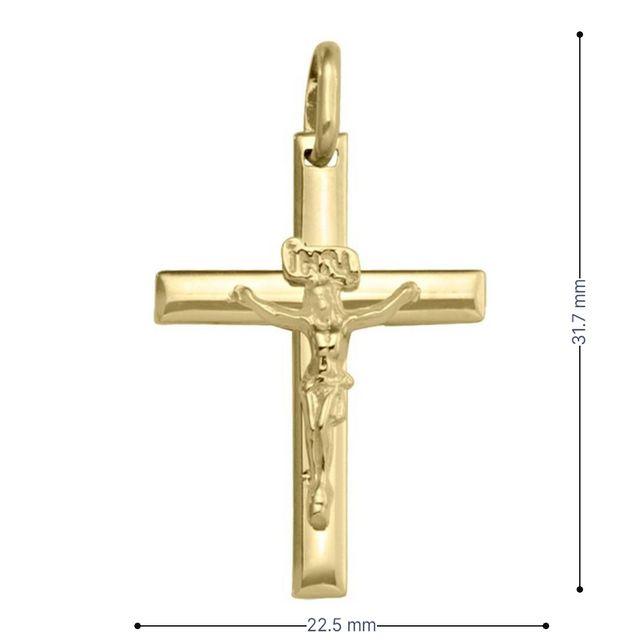 14k Yellow Gold Religious Classic Italian Cross with Crucifix