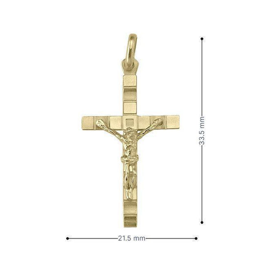 14 Karat Yellow Gold Classic Italian Cross Pendant With Crucifix