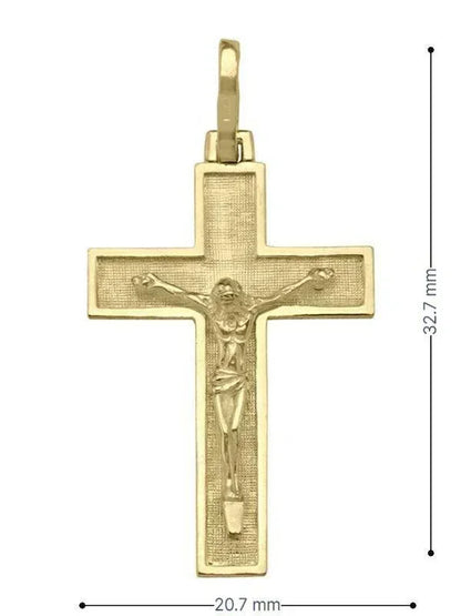 10k, 14k Yellow Gold Religious Italian Cross with Crucifix