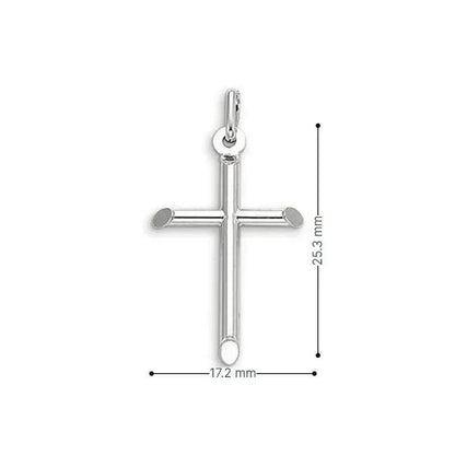 10, 14 Karat White Gold Small Religious Classic Italian Cross