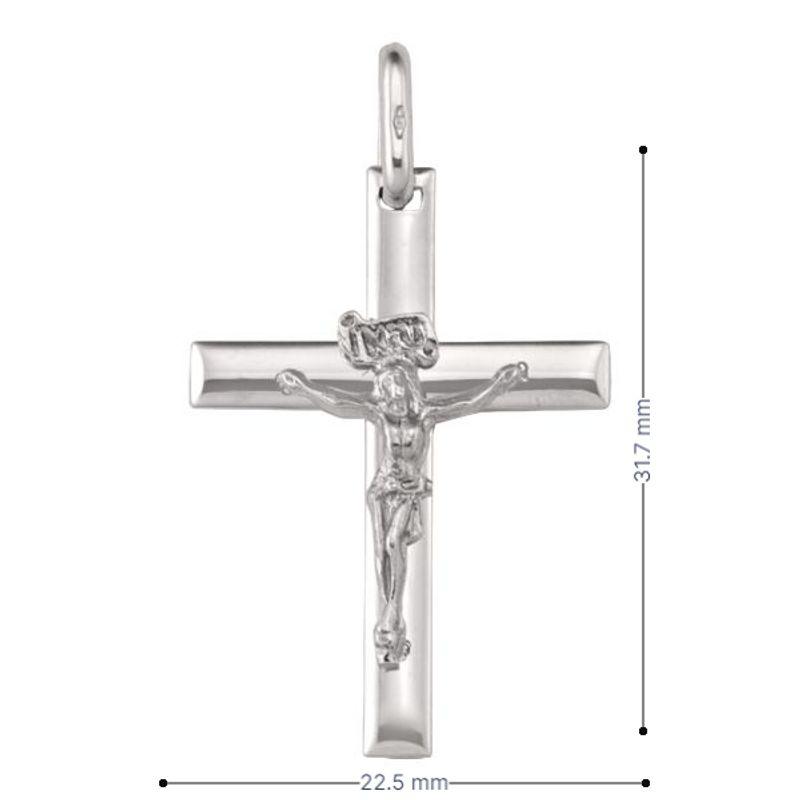 14k White Gold Religious Classic Italian Cross with Crucifix