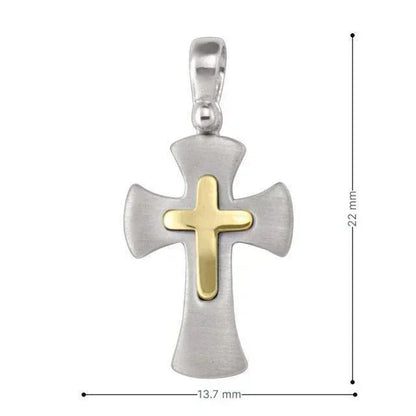 14 Karat White and Yellow Gold Religious Italian Cross