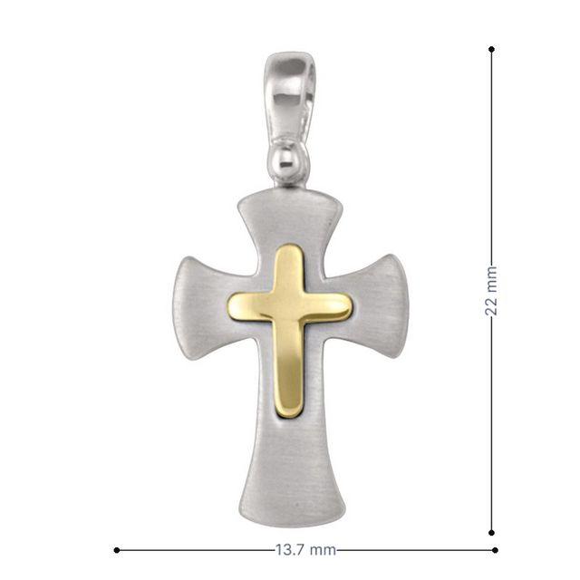 14 Karat White and Yellow Gold Religious Italian Cross