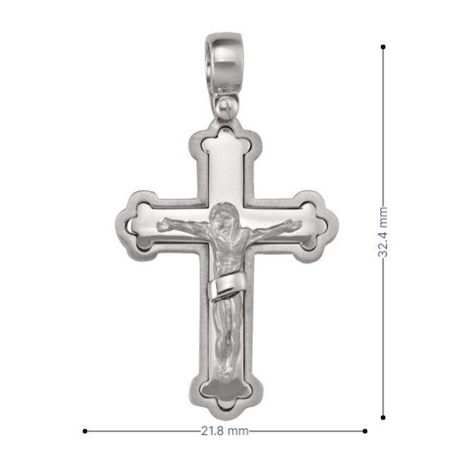 14k White Gold Fancy Religious Italian Cross with Crucifix