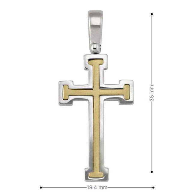 14k White and Yellow Gold Fancy Religious Italian Cross