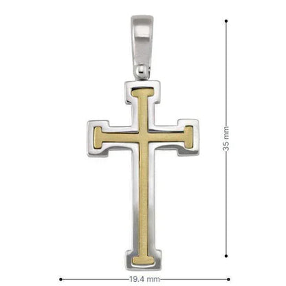 14k White and Yellow Gold Fancy Religious Italian Cross