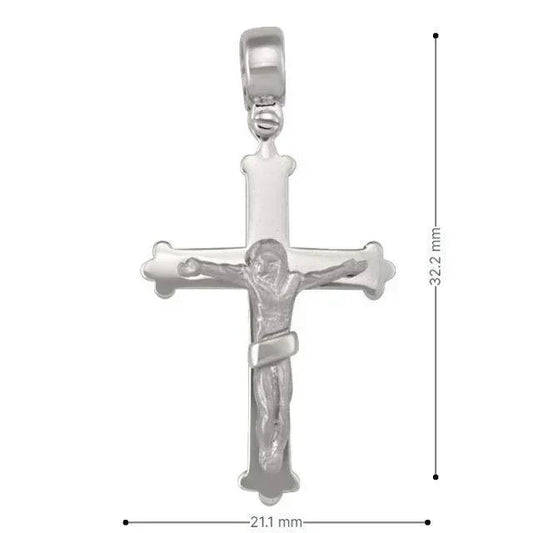14k White Gold Fancy Religious Italian Cross with Crucifix