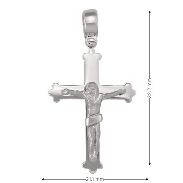 14k White Gold Fancy Religious Italian Cross with Crucifix