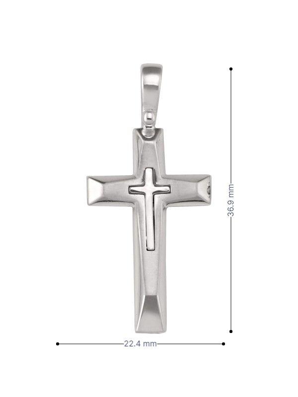 14k White Gold Fancy Religious Italian Cross