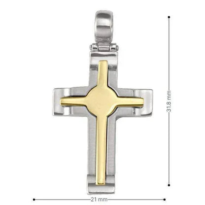 14k White and Yellow Gold Fancy Religious Italian Cross