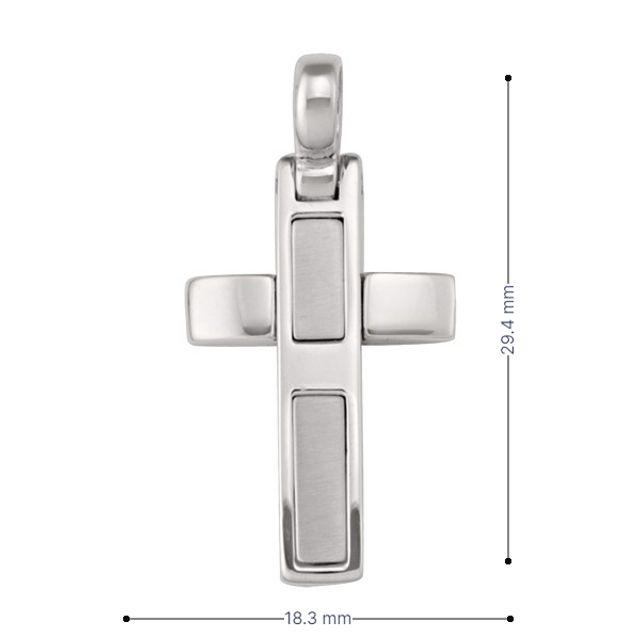 14k White Gold Modern Religious Italian Cross