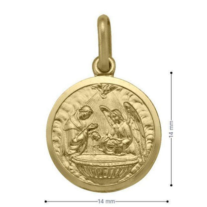 10, 14 Karat Yellow Gold Solid Baptism Medalion