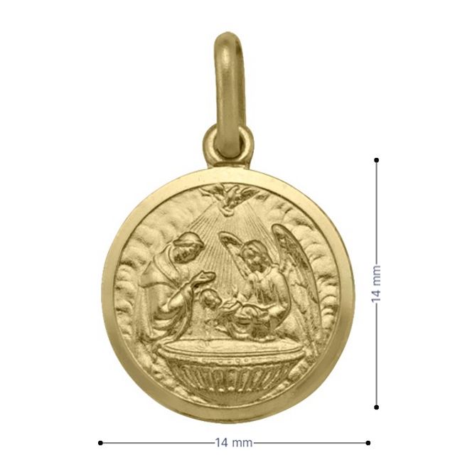 10, 14 Karat Yellow Gold Solid Baptism Medalion