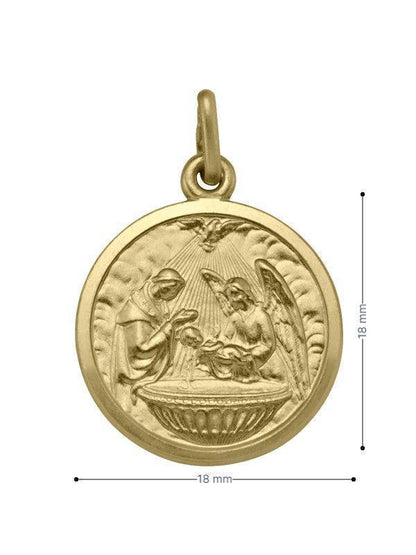 10, 14 Karat Yellow Gold Solid Baptism Medalion