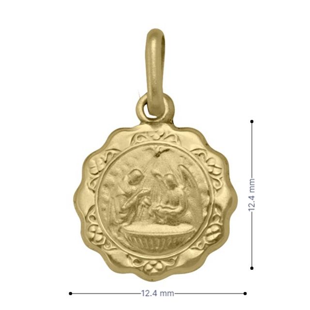 10, 14 Karat Yellow Gold Hollow Baptism Medalion