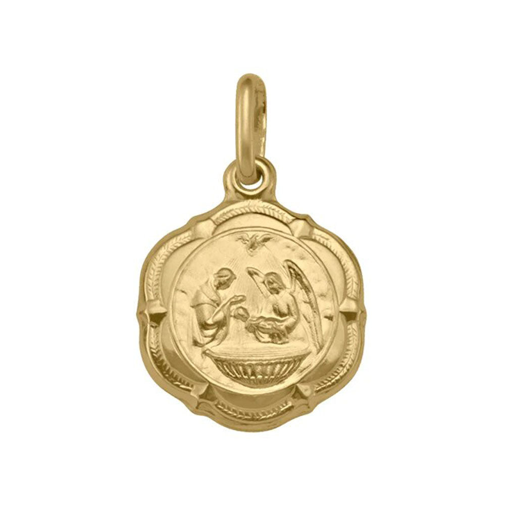 10, 14 Karat Yellow Gold Hollow Baptism Medalion