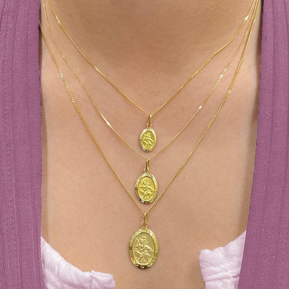 10, 14 Karat Yellow Gold Solid Saint Christopher Medallion