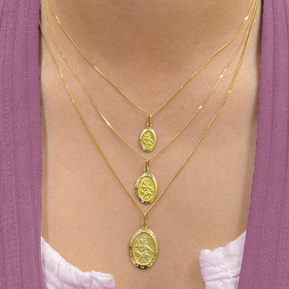 10, 14 Karat Yellow Gold Solid Saint Christopher Medallion