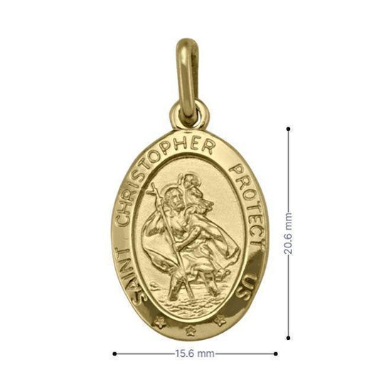 10, 14 Karat Yellow Gold Solid Saint Christopher Medallion