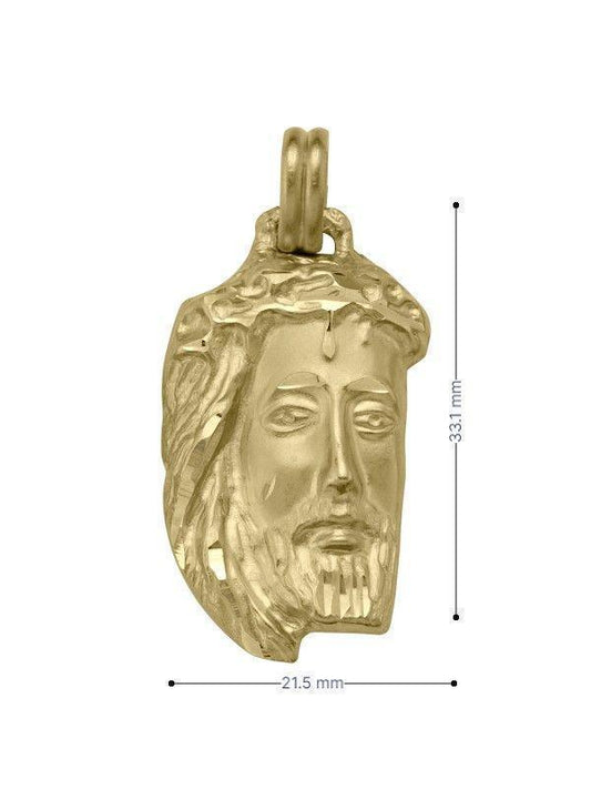 14 Karat Large Yellow Gold Solid Medallion with Jesus