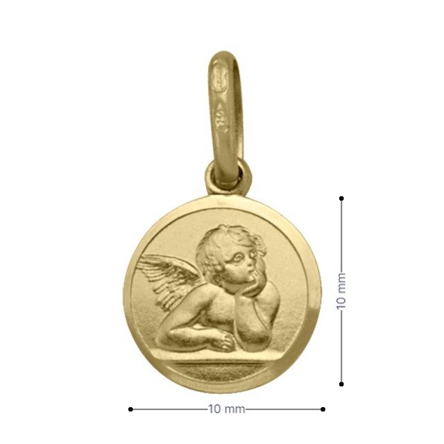 10, 14 Karat Yellow Gold Solid Angel Medallion