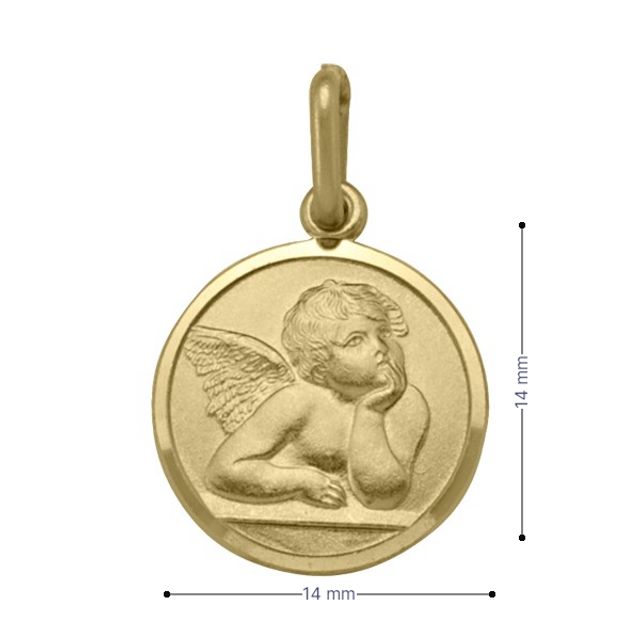 10, 14 Karat Yellow Gold Solid Angel Medallion