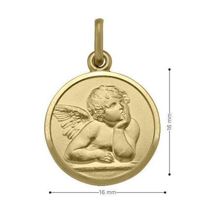 10, 14 Karat Yellow Gold Solid Angel Medallion