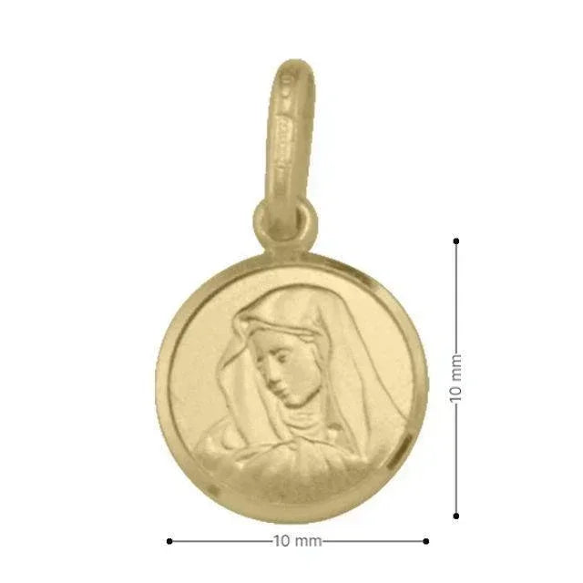 10, 14 Karat Yellow Gold Very Small Solid Madonna Medalion.