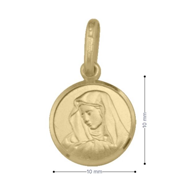 10, 14 Karat Yellow Gold Very Small Solid Madonna Medalion.