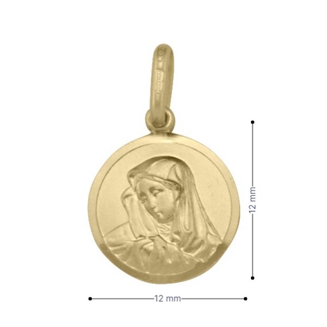 10, 14 Karat Yellow Gold Small Solid Madonna Medalion.