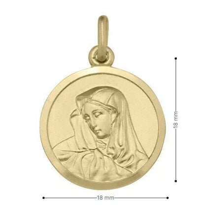 10, 14 Karat Yellow Gold Solid Madonna Medalion.