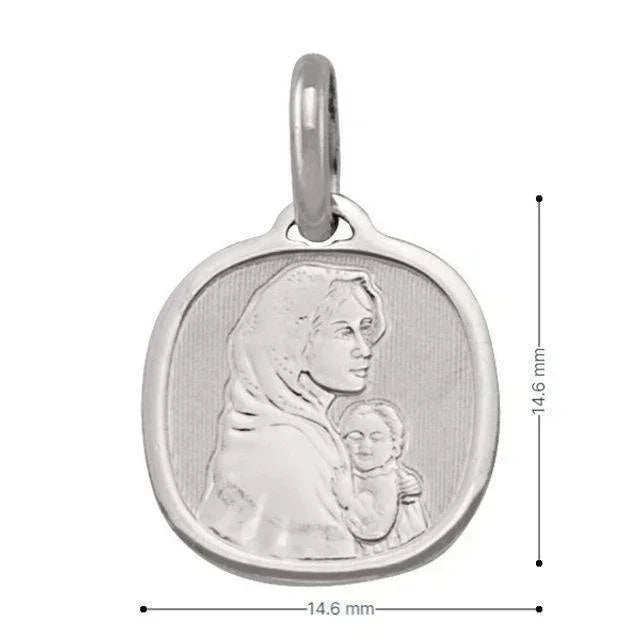 14 Karat White Gold Solid Madonna Medalion.