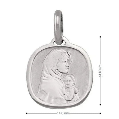 14 Karat White Gold Solid Madonna Medalion.