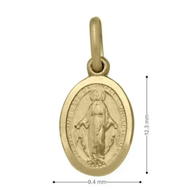 10, 14 Karat Yellow Gold Solid Miraculous Very Small Medalion